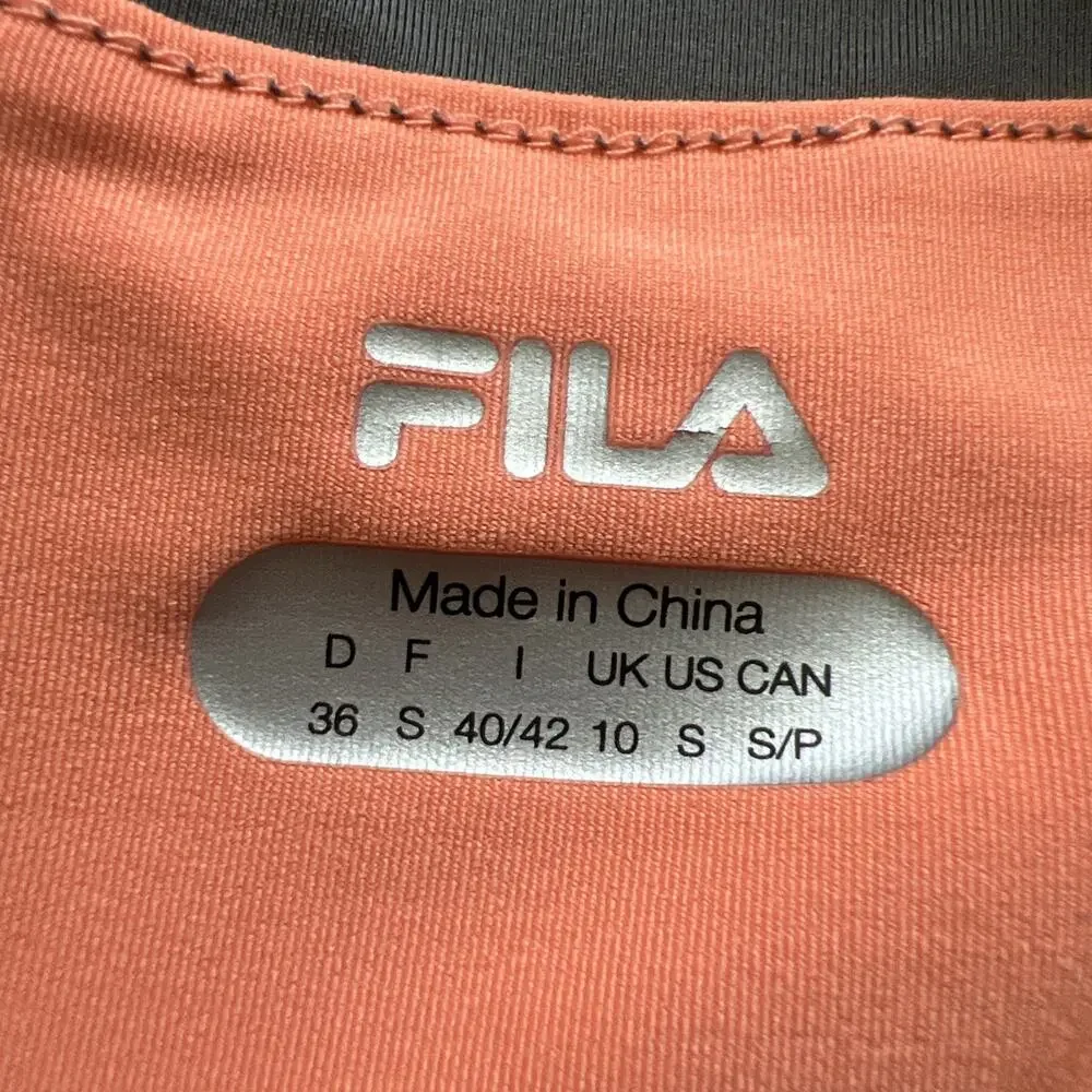 Fila Skort Skirt Womens Small Gray Orange Mesh Ruched Sides Athletic Golf Tennis